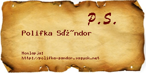 Polifka Sándor névjegykártya